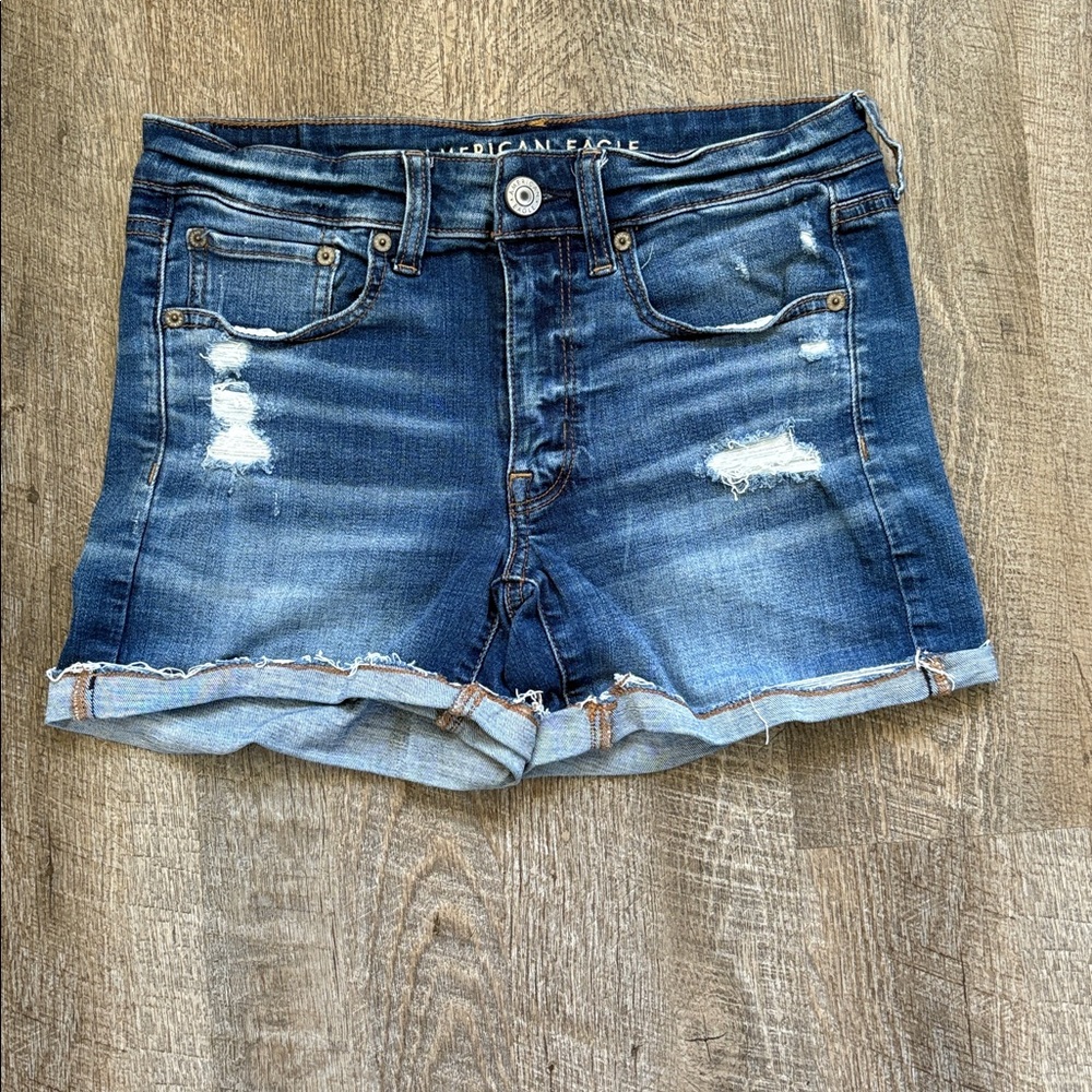 American Eagle Blue Denim Jeans with Tan Patch